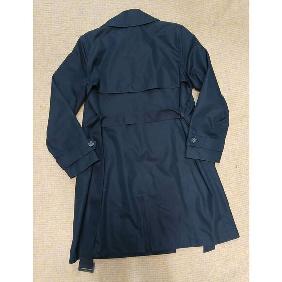 LL. BEAN womens xl navy blue double breasted long trench coat capsule - Picture 5 of 7